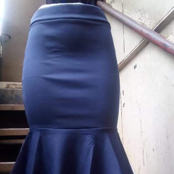 Navy blue bodycon stretch Peplum Skirt