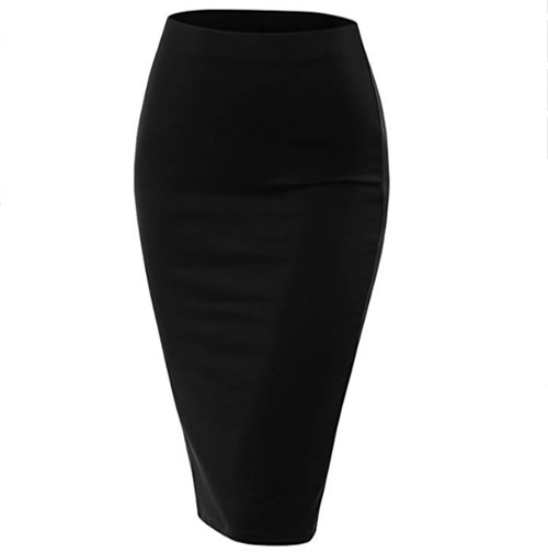 Ladies High-Waist black Midi Pencil Slim Skirt - Slit Skirt