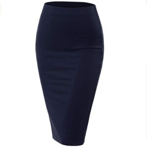 Ladies High-Waist black Midi Pencil Slim Skirt - Slit Skirt