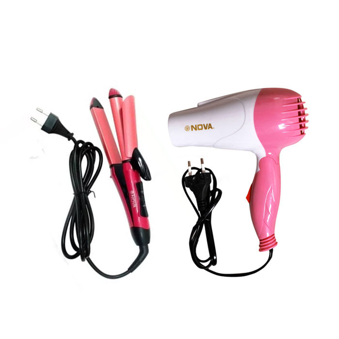 Nova 2In1 Hair Straightener/Curler And Professional Hair Dryer Combo Kit