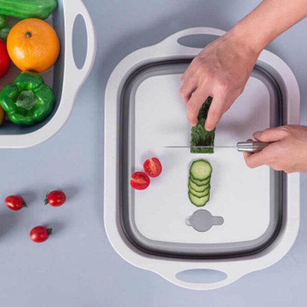 3 In 1 Folding Cutting Board Portable Vegetable Drain Basket